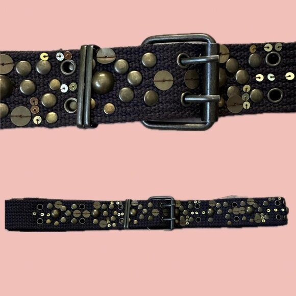 Unbranded women's belt features a dark brown woven fabric strap - Picture 1 of 6